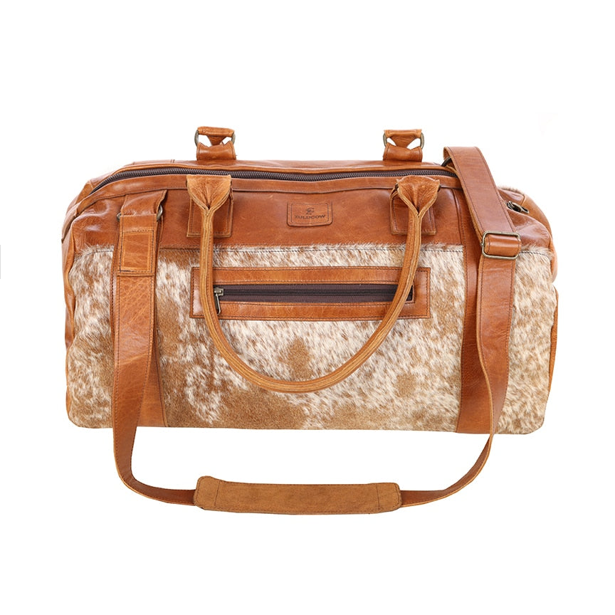 Hand-made, Zulucow leather and cowhide travel bag, for weekends away