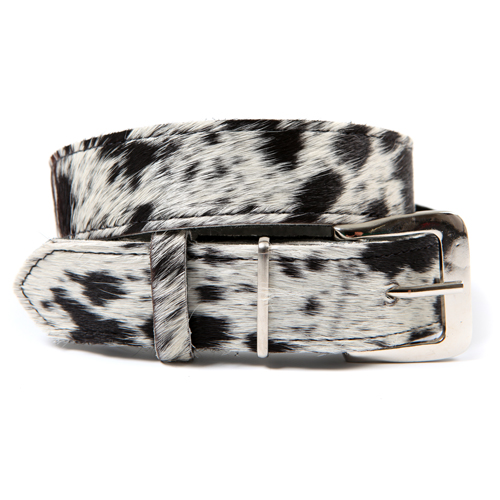 Zulucow Nguni cowhide leather belt white and black speckle belt buckle cowhide accessories black white womenswear fashion