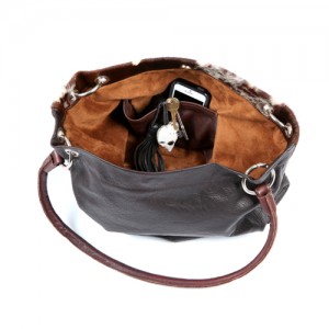 bags-leather-slouch-bags-hobo bags, cowhide-bags -brown and white, leather bags, fashion accessories, women's accessories, handmade bags, artisan made, socially conscious brand, sustainable fashion