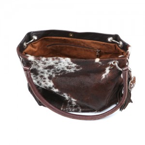bags-leather-slouch-bags-hobo bags, cowhide-bags -brown and white, leather bags, fashion accessories, women's accessories, handmade bags, artisan made, socially conscious brand, sustainable fashion