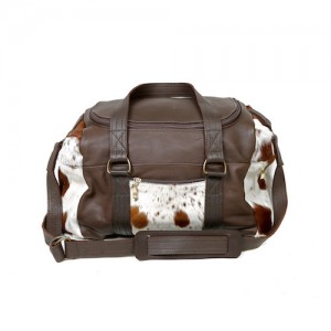 cowhide weekend bag, travel bag, cowhide leather bag, holdall, womens accessories
