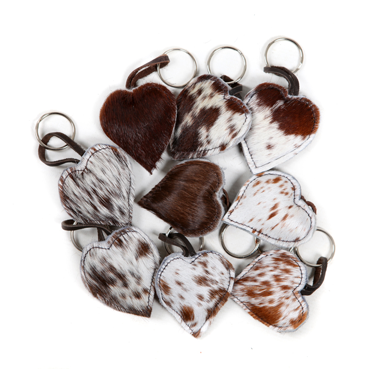 cowhide heart key-rings Valentine's day gifts