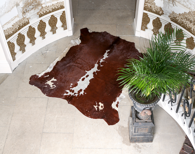 Brown and White large cowhide rug UK