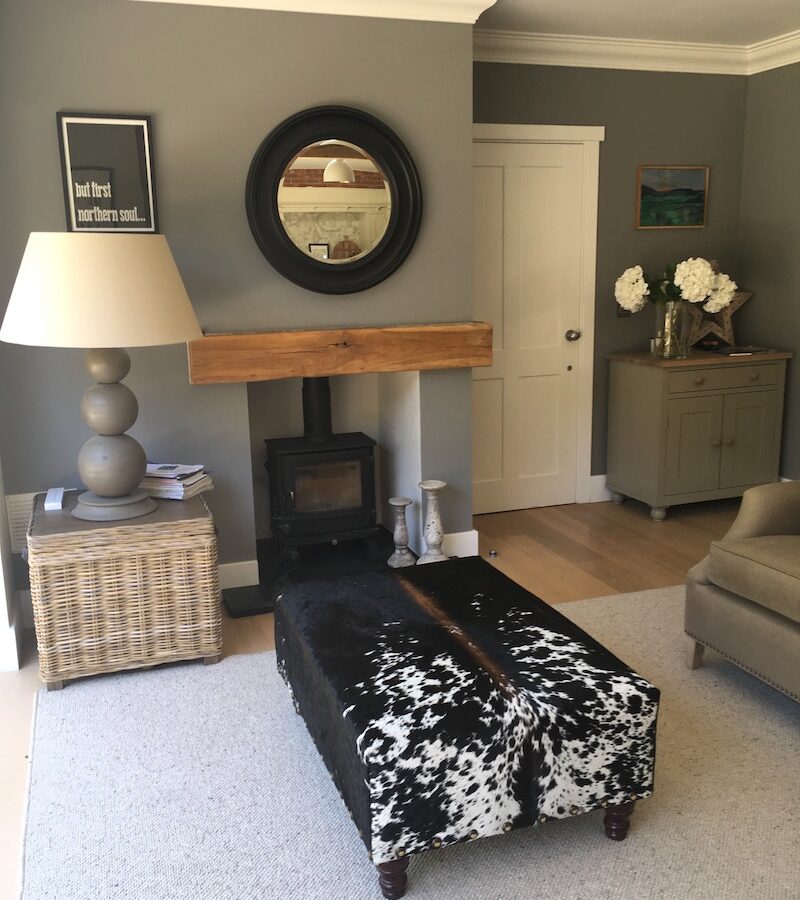 cowhide ottoman, sustainable, cowhide furniture, cowhide footstool, Nguni, interiors, custom made bespoke cowhide furniture, luxury interiors, handmade, british made, interior design