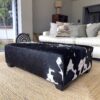 cowhide ottoman, cowhide footstool, bespoke furniture