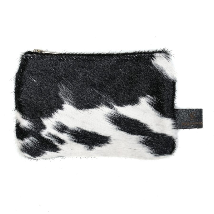 leather, cowhide purse, black and white, accessories, sustainable, ethically-made, unique gifts, stocking fillers