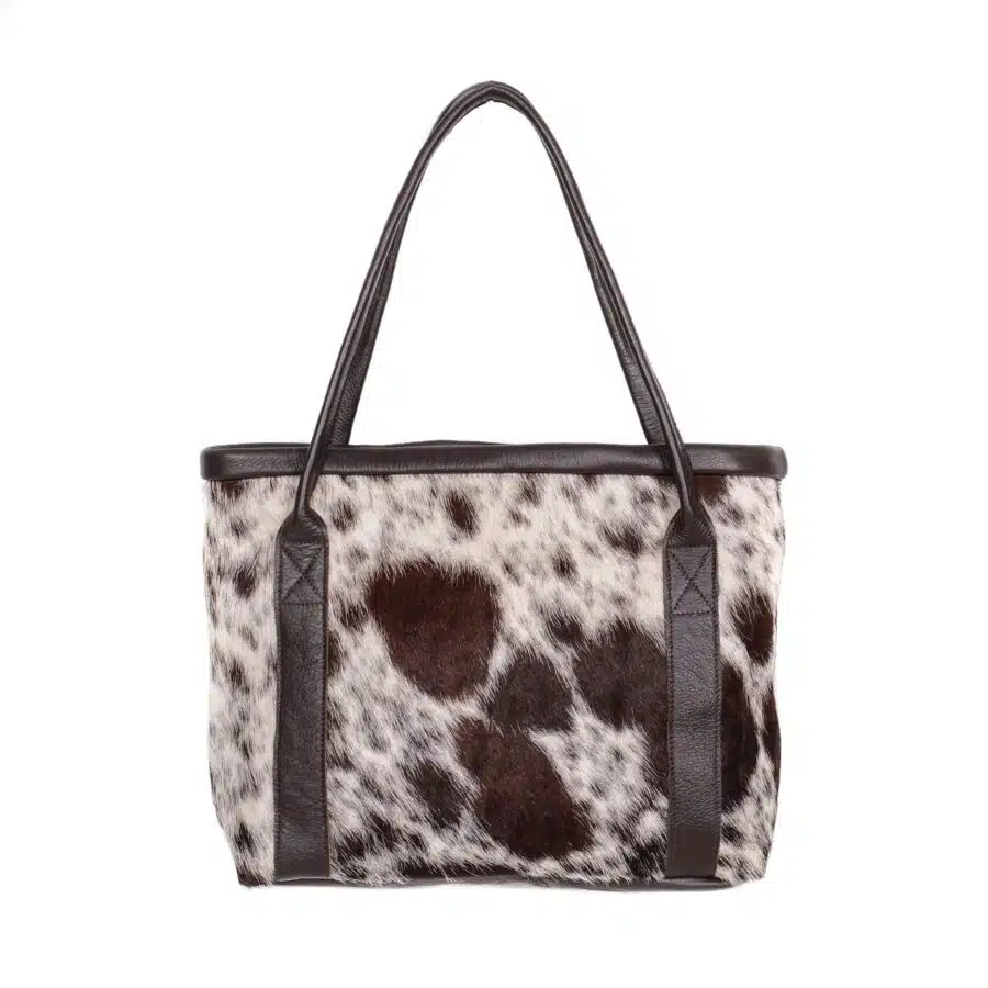 Cowhide bag, cowhide Tote, brown and white, leather bags, slow fashion, artisan made