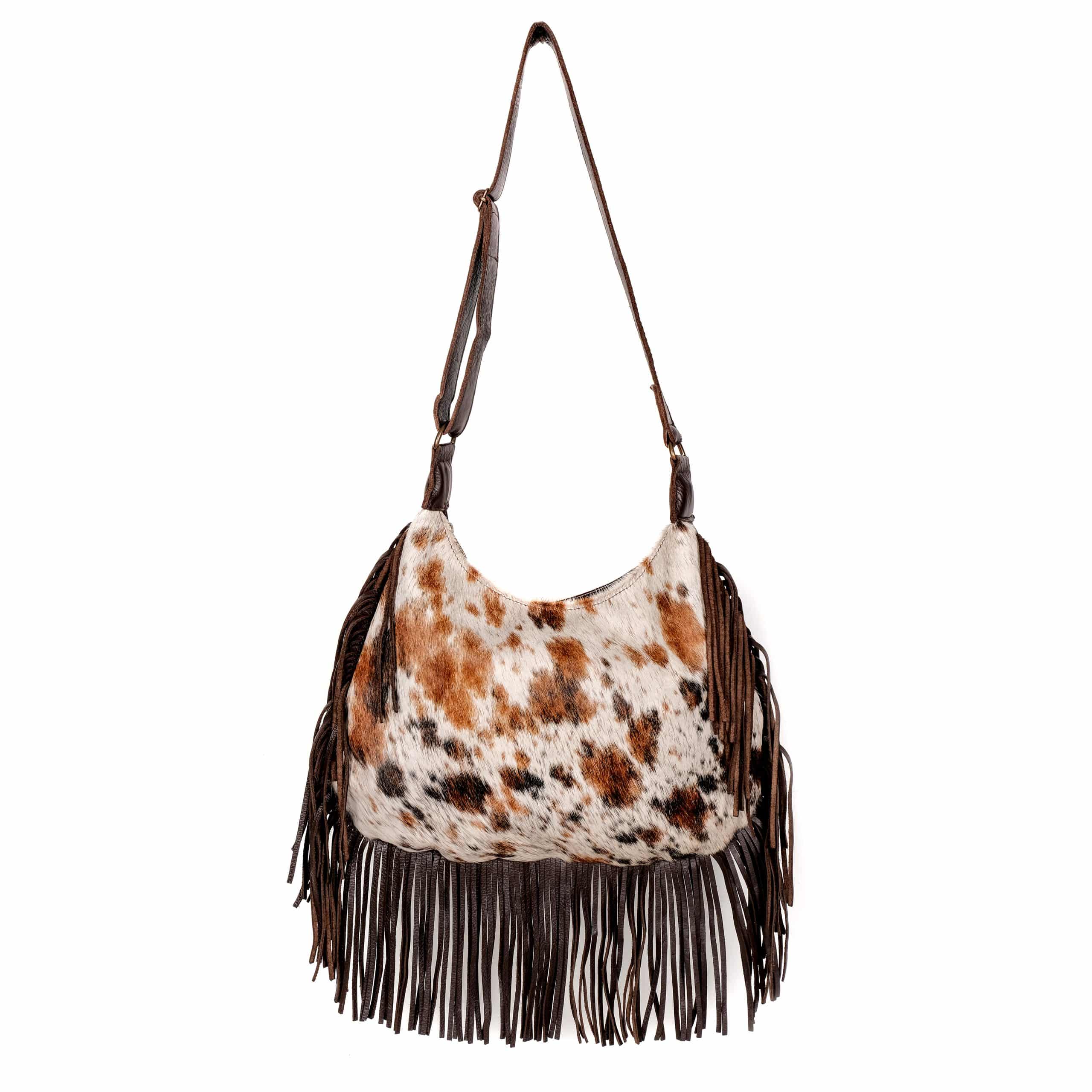 Cow print fringe outlet purse