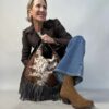 Cow print cowhide fringe bag – handmade, stylish, and empowering Zulu artisans.