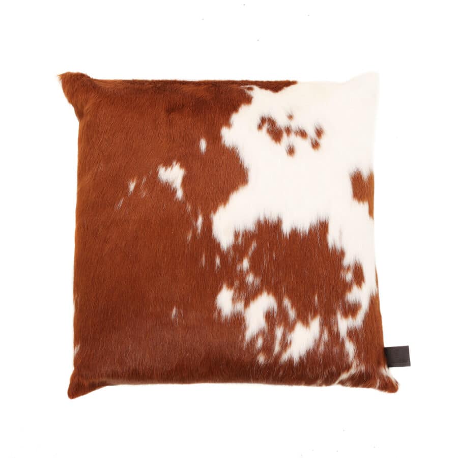 Zulucow Nguni cowhide cushion brown and white scatter cushions home accessories soft furnishings interiors home, sustainable, ethical, handmade, animal print cushion, fur cushions, pillows, faux fur cushion