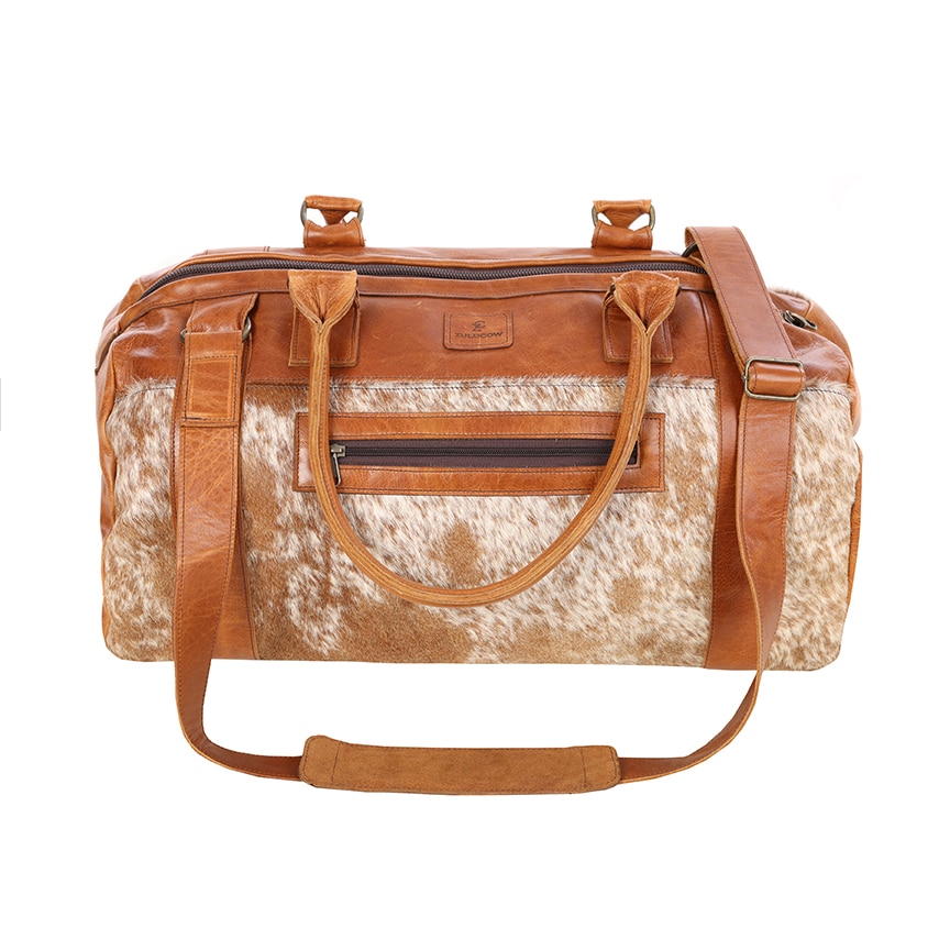 Hand-made, Zulucow leather and cowhide travel bag, for weekends away