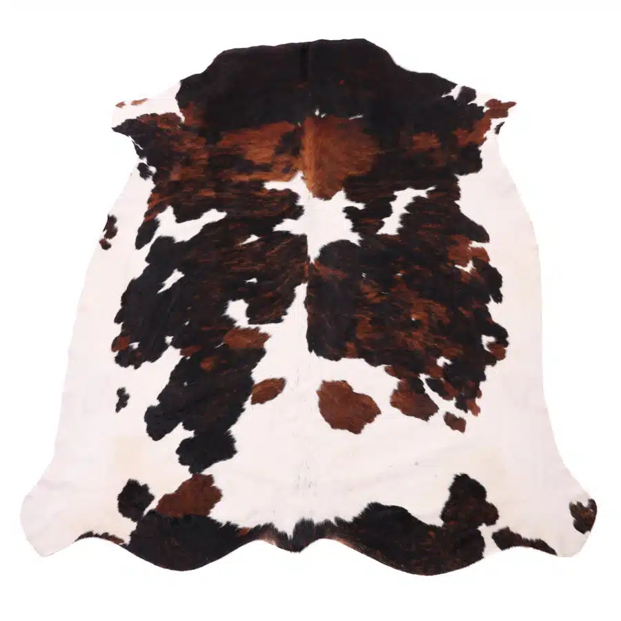 Zulucow cowhide rug, Nguni rug, tricolour rug, brown black and white rug, cowhides, sustainable rug, rugs