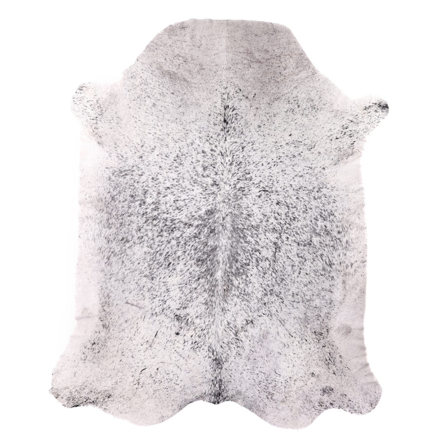 Grey Nguni cowhide rug with distinctive speckled pattern