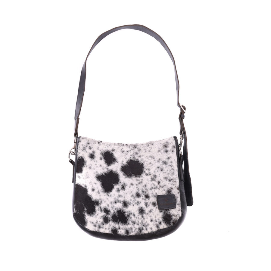 Handcrafted cowhide shoulder bag ethically made in South Africa