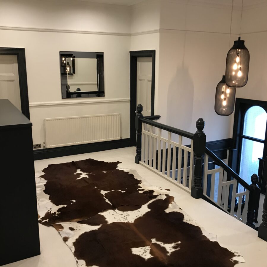 Alternative view of Brown and White Cowhide Rugs