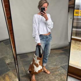 cowhide messenger bag