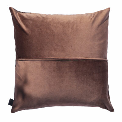Handmade Nguni cowhide cushion — brown velvet back Zulucow — sustainable by-product