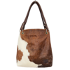 Zulucow Nguni cowhide Slouch bag in brown and white hair-on hide, handmade in South Africa