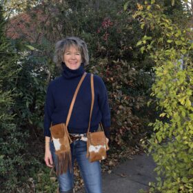 cowhide mini crossbody phone bag, cowprint