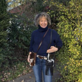 cowhide mini crossbody phone bag, cowprint