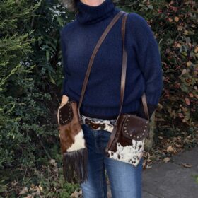 cowhide mini crossbody phone bag, cowprint